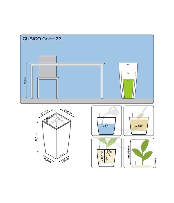 LECHUZA® CUBICO Color, All-in-One-Set 8 LECHUZA® CUBICO Color, All-in-One-Set – Bild 6