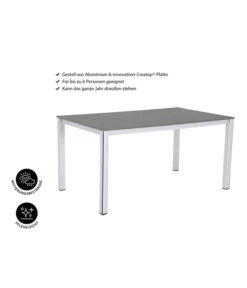 MWH Loft-Tisch Elements, Ca. B160/H74/T90 Cm -Garten Werk Zone 1897149 WE IG 001 ElementsTisch160x90x74cmSilberNEU