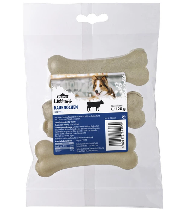 Dehner Lieblinge Hundesnack Kauknochen Gepresst, 3 Stk 3 Dehner Lieblinge Hundesnack Kauknochen Gepresst, 3 Stk