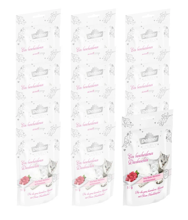 Dehner Premium Lovely Katzensnack Ein Bescheidenes Dankeschön, 12 X 50 G 3 Dehner Premium Lovely Katzensnack Ein Bescheidenes Dankeschön, 12 X 50 G