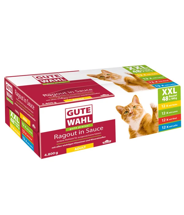 Gute Wahl Nassfutter Für Katzen Ragout In Sauce XXL, 48 X 100 G 3 Gute Wahl Nassfutter Für Katzen Ragout In Sauce XXL, 48 X 100 G