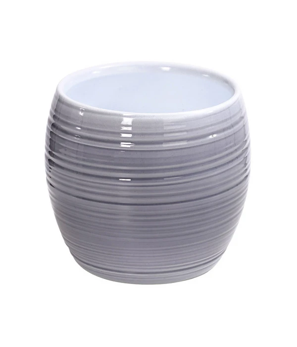 Dehner Keramik-Übertopf Groove, Bauchig, Grau, Ca. Ø15 Cm 3 Dehner Keramik-Übertopf Groove, Bauchig, Grau, Ca. Ø15 Cm