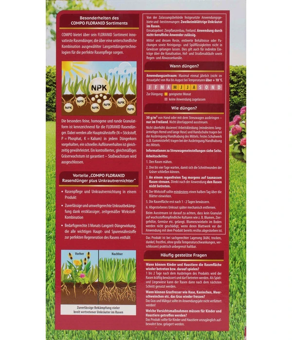 COMPO Floranid® Rasendünger Plus Unkrautvernichter 4 COMPO Floranid® Rasendünger Plus Unkrautvernichter – Bild 2