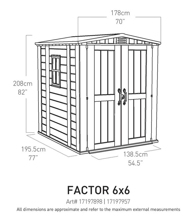 Keter Kunststoffgerätehaus Factor 6x6, Ca. B178/H208/T195,5 Cm 7 Keter Kunststoffgerätehaus Factor 6x6, Ca. B178/H208/T195,5 Cm – Bild 5
