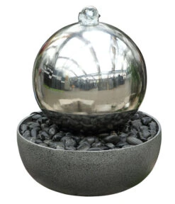 Dehner Edelstahl-Gartenbrunnen Globe, Ca. Ø32/H52 Cm