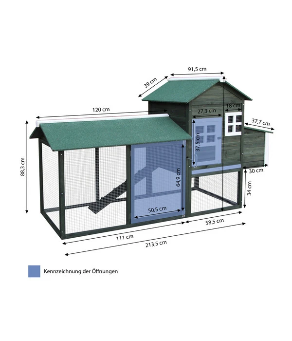 Dehner Hühnerstall Happy Farm Happy Hen, Ca. B213,5/H122/T91,5 Cm 8 Dehner Hühnerstall Happy Farm Happy Hen, Ca. B213,5/H122/T91,5 Cm – Bild 6