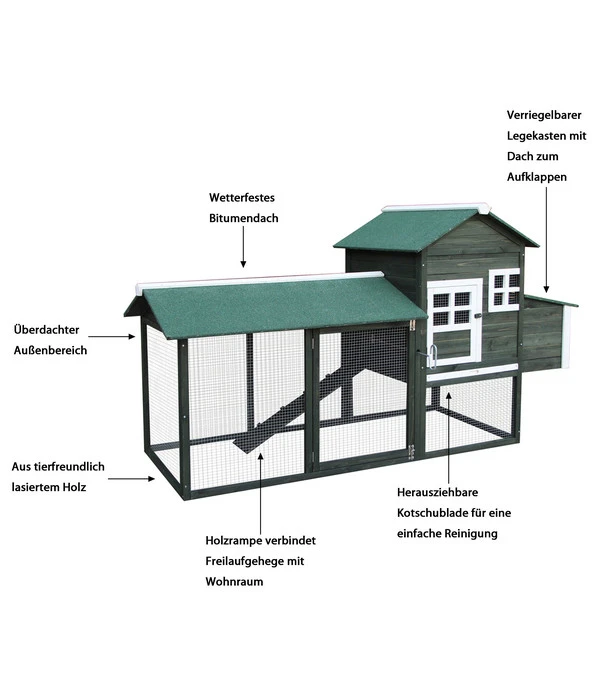 Dehner Hühnerstall Happy Farm Happy Hen, Ca. B213,5/H122/T91,5 Cm 7 Dehner Hühnerstall Happy Farm Happy Hen, Ca. B213,5/H122/T91,5 Cm – Bild 5