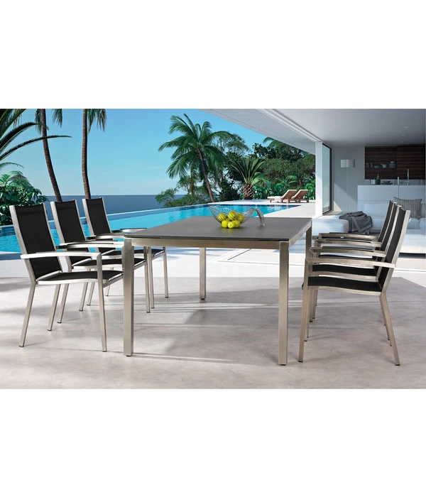 Best Tisch Marbella, Edelstahl, Schwarz, Ca. B210/H76/T100 Cm 4 Best Tisch Marbella, Edelstahl, Schwarz, Ca. B210/H76/T100 Cm – Bild 2