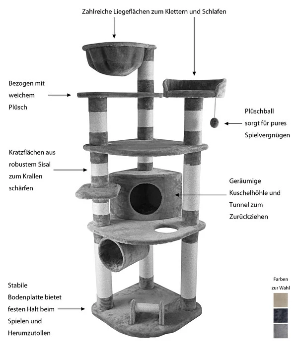 Dehner Kratzbaum Edda, Ca. B60/H180/T60 Cm 5 Dehner Kratzbaum Edda, Ca. B60/H180/T60 Cm – Bild 3