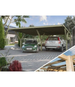 Weka Y-Doppelcarport 612 Ohne Dacheindeckung, Ca. B592/H250/T606 Cm