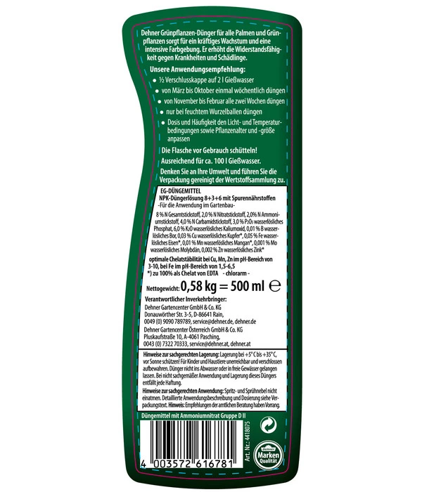 Dehner Grünpflanzen-Dünger, Flüssig, 500 Ml 6 Dehner Grünpflanzen-Dünger, Flüssig, 500 Ml – Bild 4