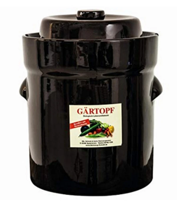 Ton-Gärtopf, Dunkelbraun Glasiert 3 Ton-Gärtopf, Dunkelbraun Glasiert