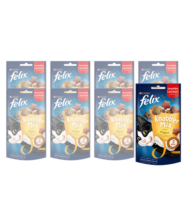PURINA Felix® Katzensnack KnabberMix Original, 8 X 60 G 3 PURINA Felix® Katzensnack KnabberMix Original, 8 X 60 G