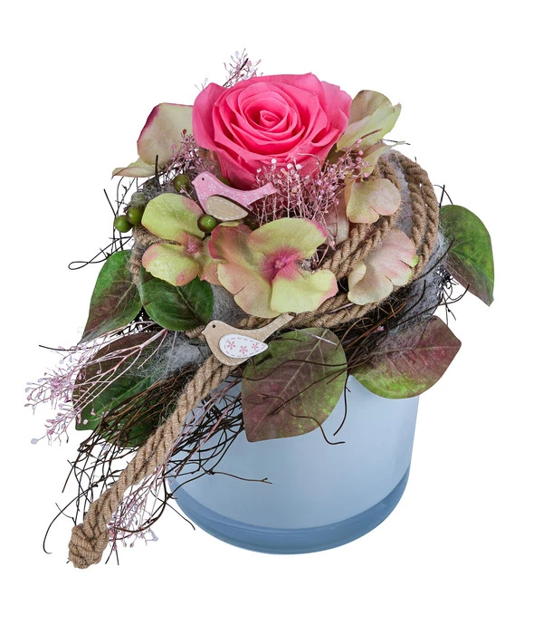 Dehner Arrangement Mit Longlife-Rose Finn, Rosa, Ca. Ø16/H20 Cm 3 Dehner Arrangement Mit Longlife-Rose Finn, Rosa, Ca. Ø16/H20 Cm