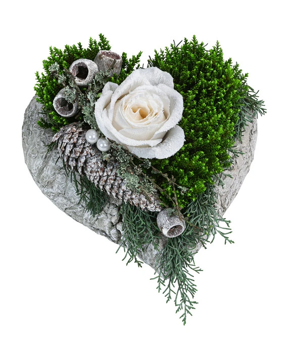 Grabgesteck Stille, Herzförmig, Ca. B25/H22/T25 Cm 3 Grabgesteck Stille, Herzförmig, Ca. B25/H22/T25 Cm