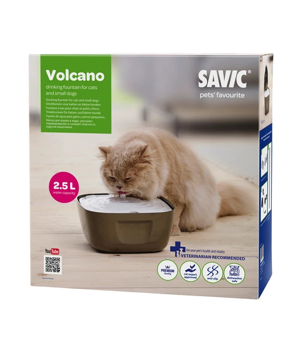 SAVIC Trinkbrunnen Volcano, Weiß/grau, Ca. B25/H11/T25 Cm 3 SAVIC Trinkbrunnen Volcano, Weiß/grau, Ca. B25/H11/T25 Cm