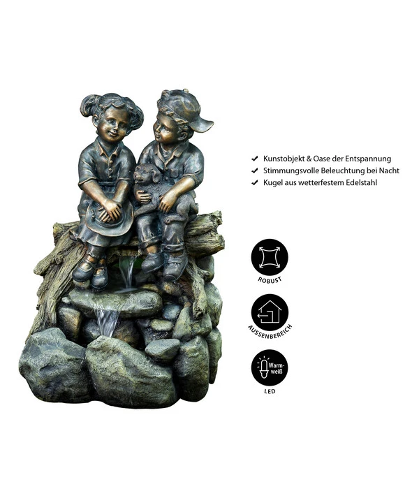 Dehner Polyresin-Gartenbrunnen Friends, Ca. B44/H68/T35 Cm 4 Dehner Polyresin-Gartenbrunnen Friends, Ca. B44/H68/T35 Cm – Bild 2