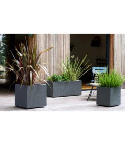 EDA-plastiques Kunststoff-Kasten Basalt, Anthrazit, Ca. B99,5/H43,5/T39,5 Cm -Garten Werk Zone 6763973 6763965 WE MO 003 KunststoffTopfKunststoffKastenBasalt