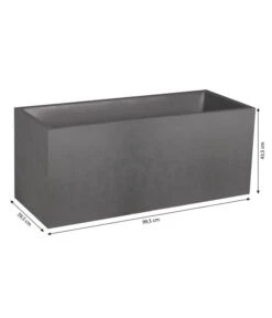 EDA-plastiques Kunststoff-Kasten Basalt, Anthrazit, Ca. B99,5/H43,5/T39,5 Cm -Garten Werk Zone 6763973 WE BG 001 PflanzkastenGraphit100cm