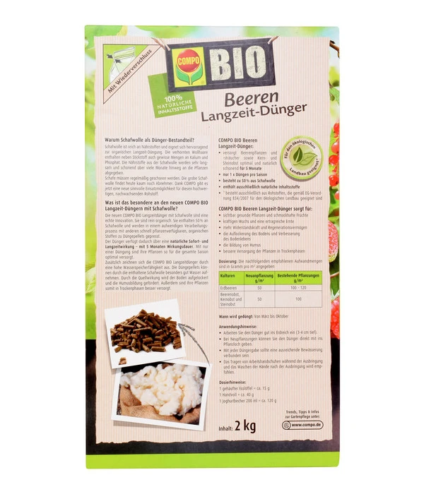 COMPO BIO Beeren Langzeit-Dünger Mit Schafwolle 4 COMPO BIO Beeren Langzeit-Dünger Mit Schafwolle – Bild 2