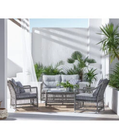 Dehner Geflechtlounge Santos, 4-teilig 19 Dehner Geflechtlounge Santos, 4-teilig -Garten Werk Zone 6875074 WE MO 001 LoungeSantosNEU