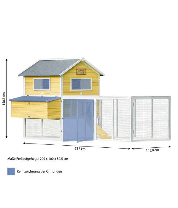 Dehner Hühnerstall Happy Farm Miami, Gelb, Ca. B337/H158,5/T145,8 Cm 7 Dehner Hühnerstall Happy Farm Miami, Gelb, Ca. B337/H158,5/T145,8 Cm – Bild 5