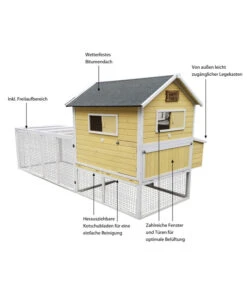 Dehner Hühnerstall Happy Farm Miami, Gelb, Ca. B337/H158,5/T145,8 Cm 15 Dehner Hühnerstall Happy Farm Miami, Gelb, Ca. B337/H158,5/T145,8 Cm -Garten Werk Zone 6897169 WE IG 001 DehnerMarkenqualitaetHuehnerstallMiami