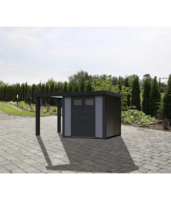 Wolff Finnhaus Metallgerätehaus Eleganto 3024, Inkl. Seitendach Links, Ca. B486/H227/T259 Cm 4 Wolff Finnhaus Metallgerätehaus Eleganto 3024, Inkl. Seitendach Links, Ca. B486/H227/T259 Cm – Bild 2