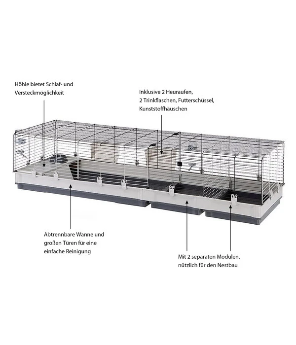 Ferplast Nagerheim Krolik 200, Ca. B205/H50/T60 Cm 4 Ferplast Nagerheim Krolik 200, Ca. B205/H50/T60 Cm – Bild 2